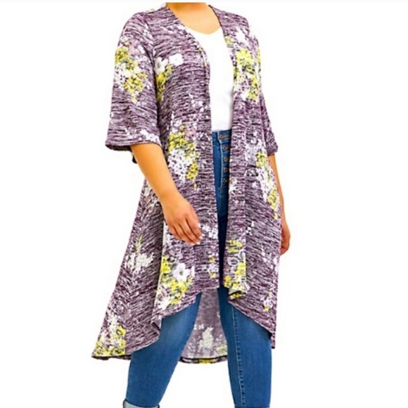 torrid Sweaters - Torrid Purple Floral Sweater Duster  2 18